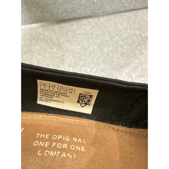 TOMS Black Canvas Cork Wedge Peep Toe Heels – Size 7 - Picture 7 of 7